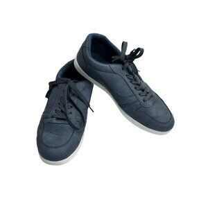 Mens Boulevard Casual Lace-Up Sneakers Size 43 Navy Blue Faux Leather Comfortabl